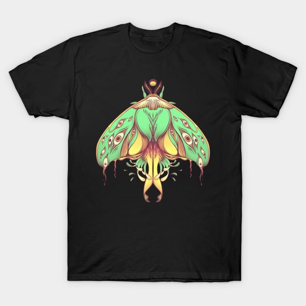 Green Luna Moth Art T-Shirt by cellsdividing